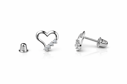 14K White or Yellow Gold Heart Shape CZ Stud Earrings