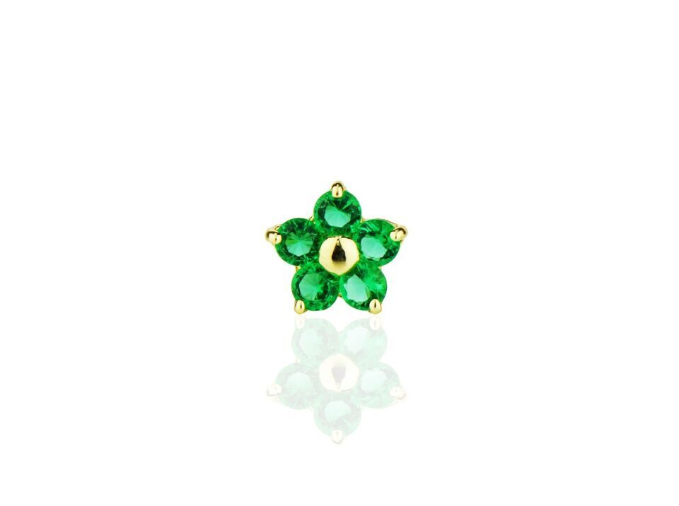 14k Yellow Gold Flower Nose Piercing Stud
