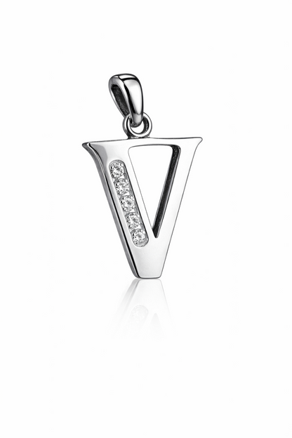 925 Sterling Silver Initial Letter CZ Pendant