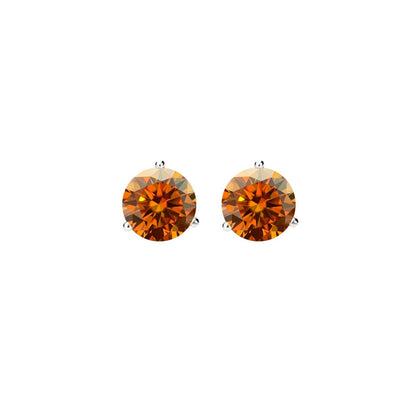 14K Gold GRA CertifiedD-VVS1 Orange Moissanite ScrewBack Stud Earrings