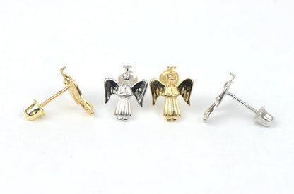 14k Yellow or White Gold Angel Stud Earrings
