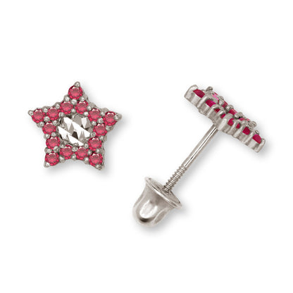 14K Yellow & White Gold Little Star CZ Earrings for Women