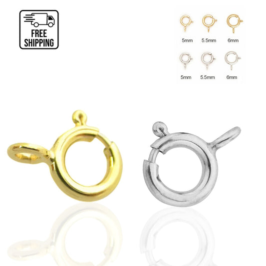 14K Yellow/White Gold Spring Ring Clasp Lock Finding - Bracelet Chain Necklace