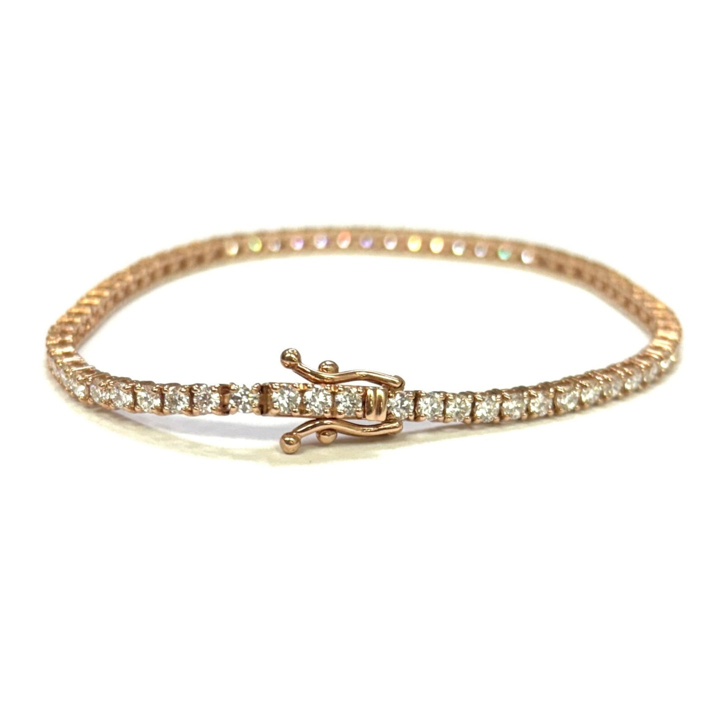 14K Rose Gold Round Lab Grown Diamond Tennis Bracelet  7 Inches
