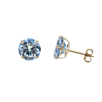 14K Gold GRA Certified D-VVS1 Ocean Blue Moissanite Push Back Studs Earrings