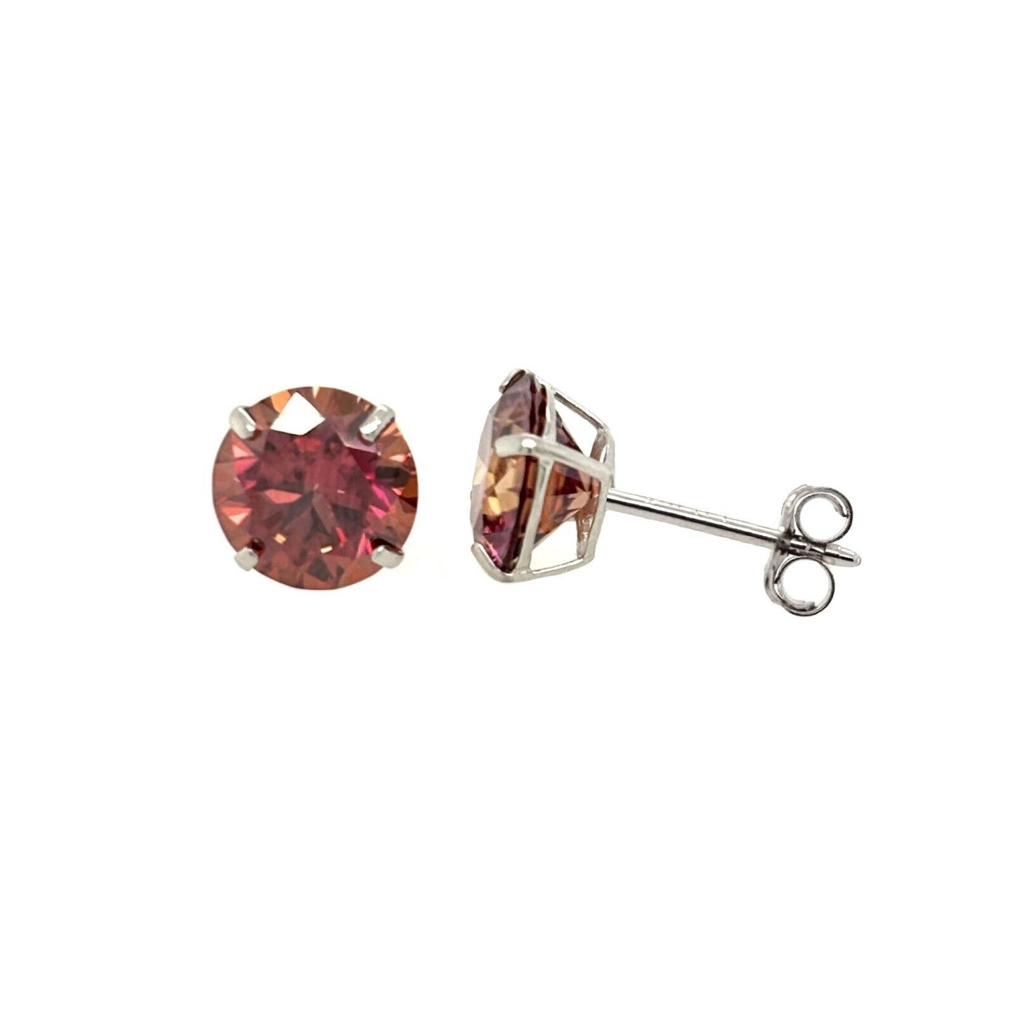 14K Gold GRA Certified D-VVS1 Watermelon Red Moissanite PushBack Studs Earrings