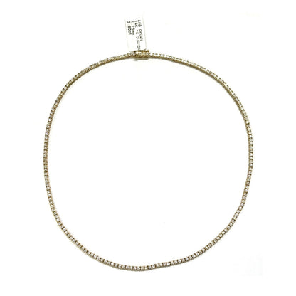 14K Yellow Gold Round Lab Grown Diamond Tennis Necklace 16 Inches
