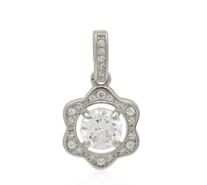 14k Yellow or White Gold Cz Flower Pendant