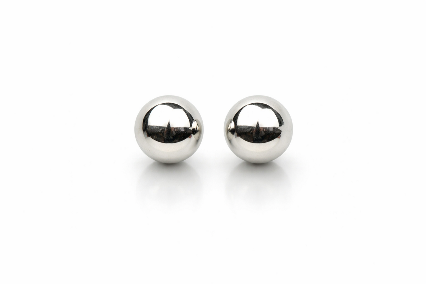 14k White Gold Ball stud earrings with screw back round High Polish