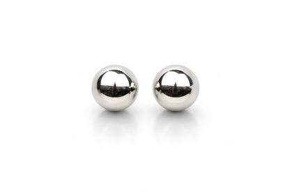 14k White Gold Ball stud earrings with screw back round High Polish