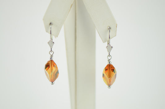 Pearl Crystal Element Colored Crystal Sterling Silver Dangle Drop Earrings