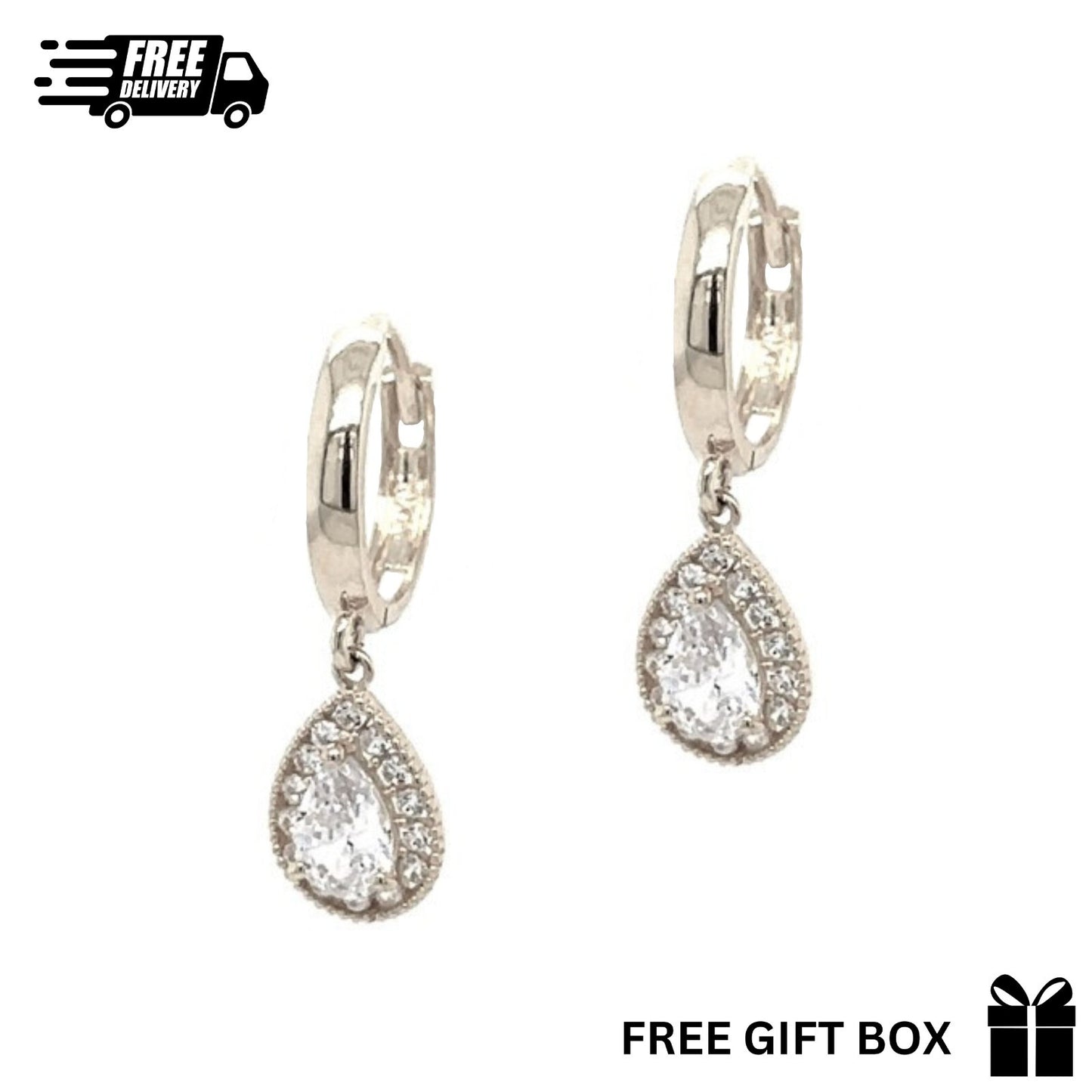 Sterling Silver Halo Birthstoner Beautiful Huggie Earrings for Women