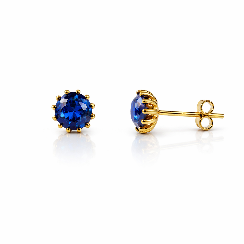 14k Solid Yellow Gold 6mm Round Birthstone Push Back Earrings