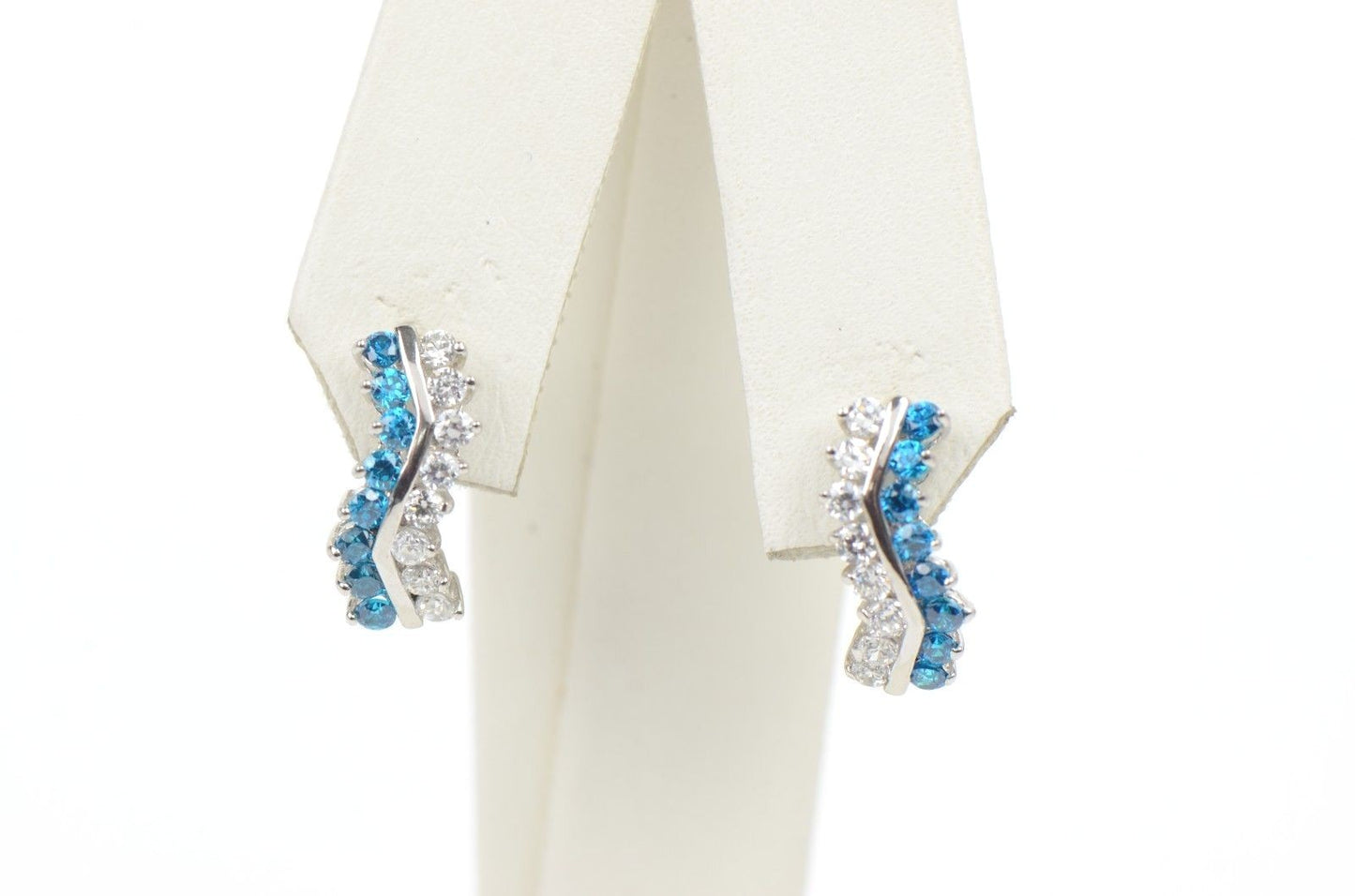 CZ Channel Set Sterling Silver Dangling Birthstone Leeverback Earring