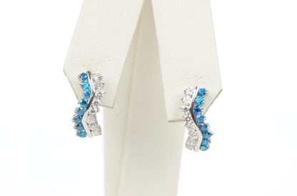 CZ Channel Set Sterling Silver Dangling Birthstone Leeverback Earring