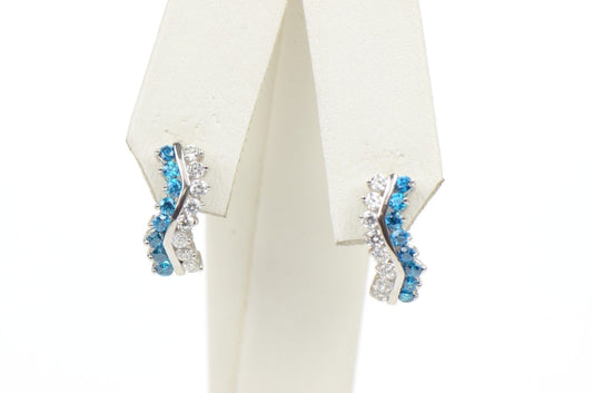 CZ Channel Set Sterling Silver Dangling Birthstone Leeverback Earring