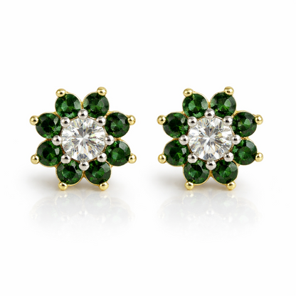 14k Yellow Gold Flower Stud Earrings with screw back