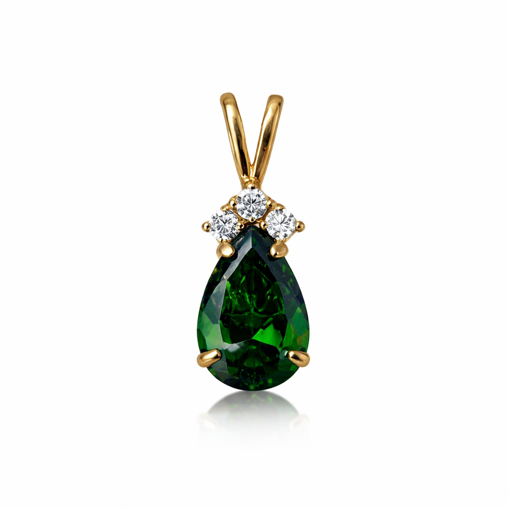 14k Yellow Gold Pear CZ Birthstone Pendant