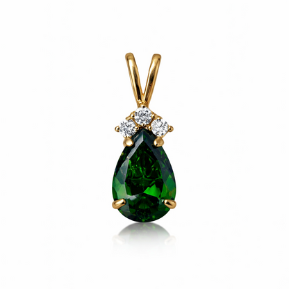 14k Yellow Gold Pear CZ Birthstone Pendant