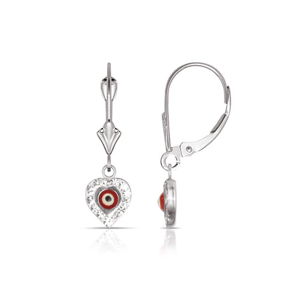 Heart Evil Eye 14K Yellow/white Gold Dangle Earrings