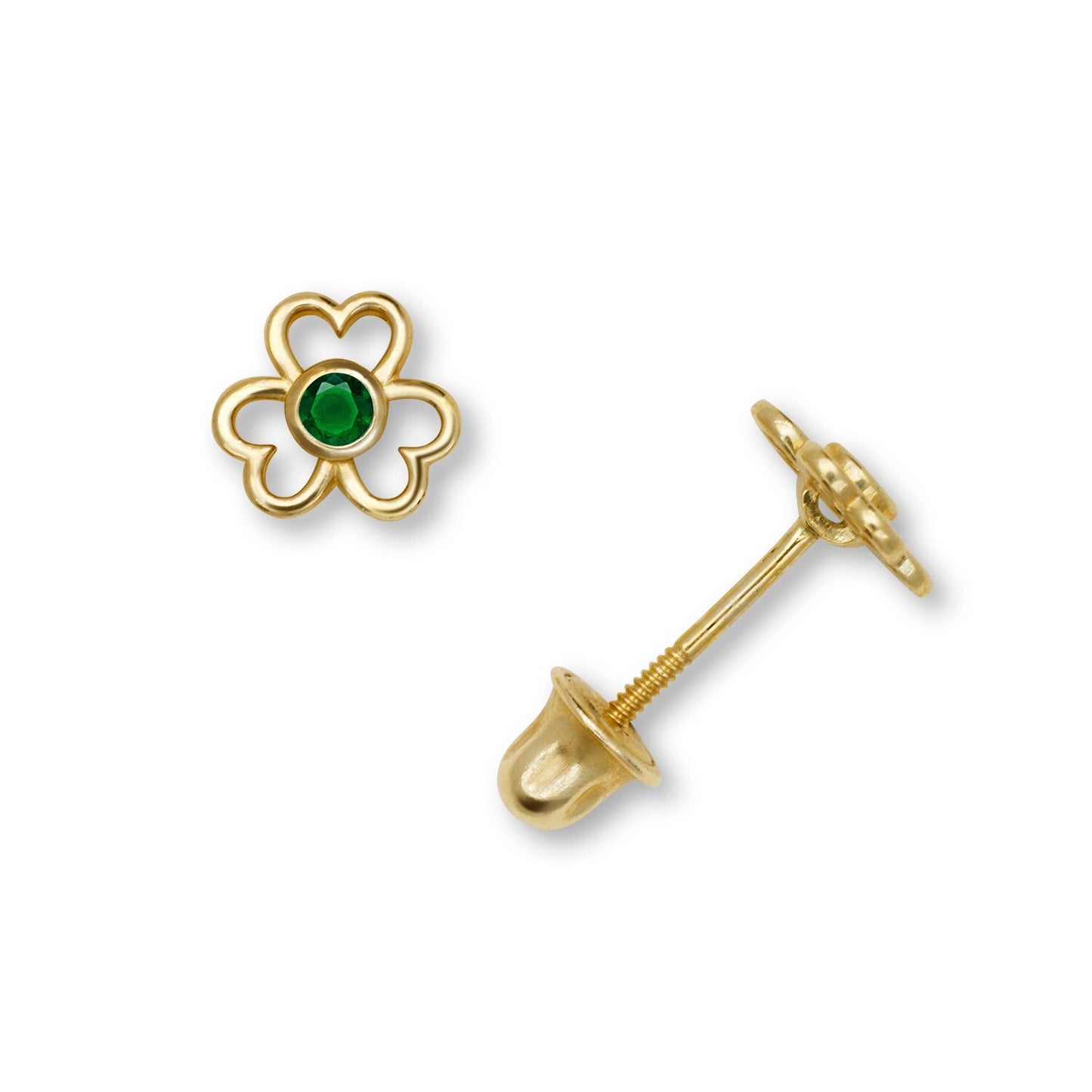 14K Yellow & White Gold Gorgeous Flower Stud Earrings for Women