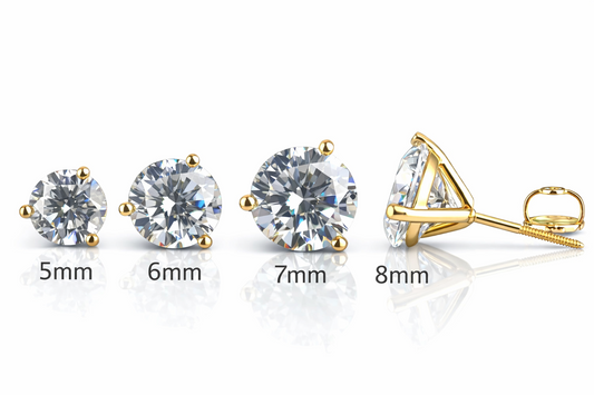 14k Yellow Gold Round AAA Quality CZ Martini Stud Earrings with Screw Back