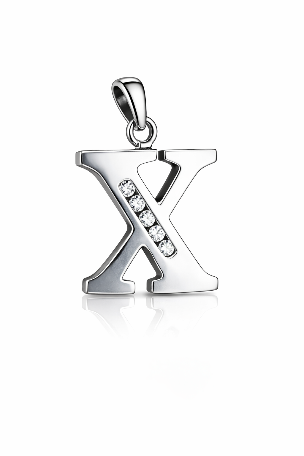 925 Sterling Silver Initial Letter CZ Pendant
