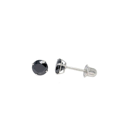14K Gold GRA Certified D-VVS1 Round Black Moissanite Screw Back Studs Earrings