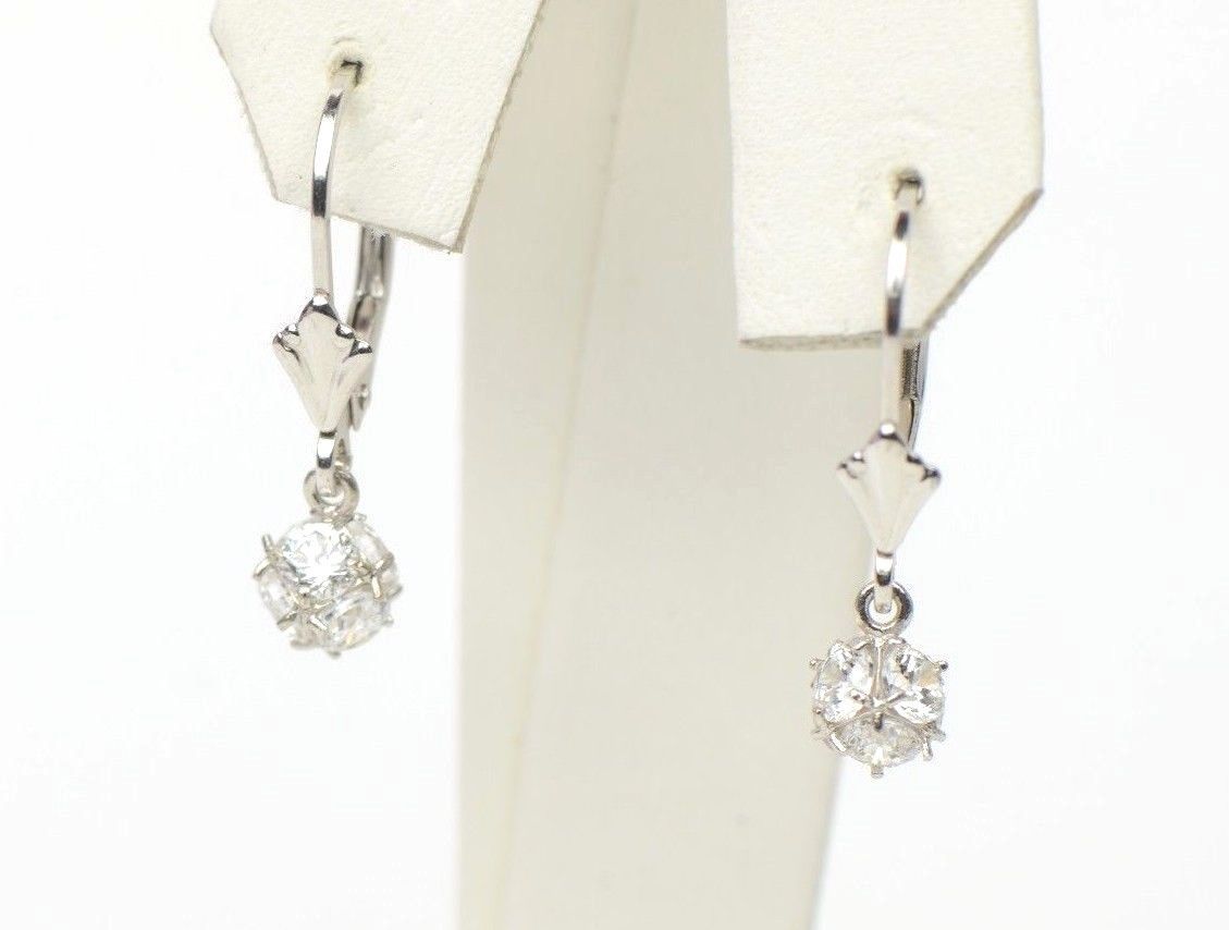 925 Sterling Silver Womens CZ Ball Dangle Earrings