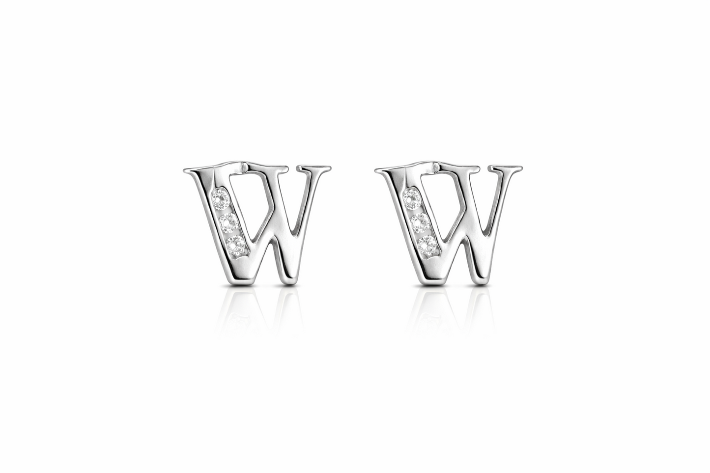 14k Yellow or White Gold Initial Letters CZ Stud Earrings