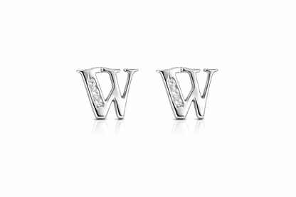 14k Yellow or White Gold Initial Letters CZ Stud Earrings