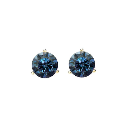 14K Gold GRA CertifiedD-VVS1 Blue Moissanite Martini ScrewBack Stud Earrings