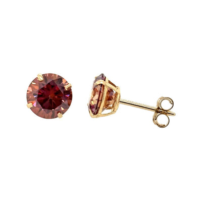 14K Gold GRA Certified D-VVS1 Watermelon Red Moissanite PushBack Studs Earrings