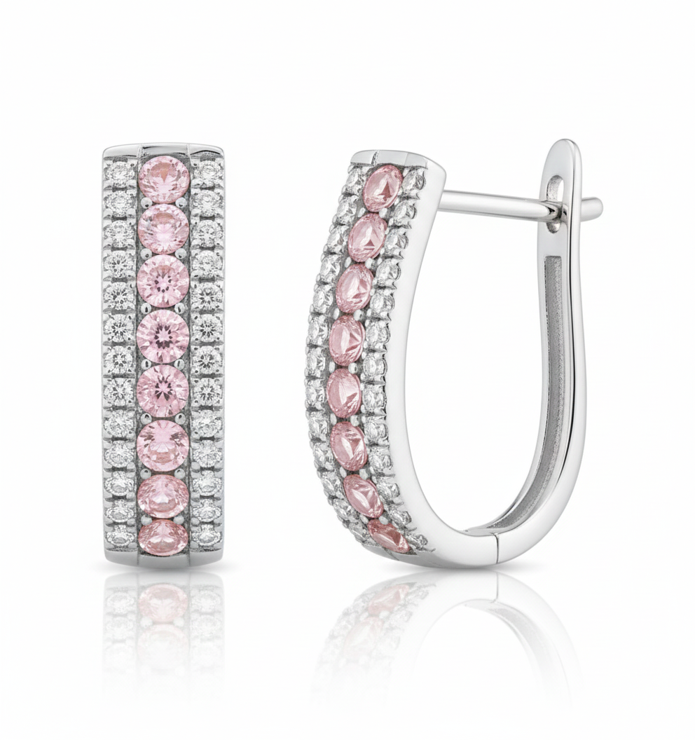 14k White Gold CZ Birthstone Leverback Earrings