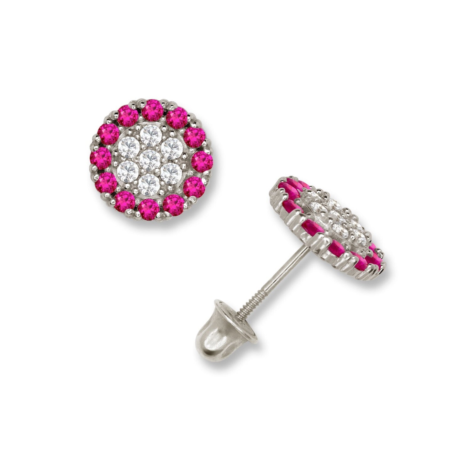 14K Yellow & White Gold Round Shaped Beautiful Stud Earrings for Women