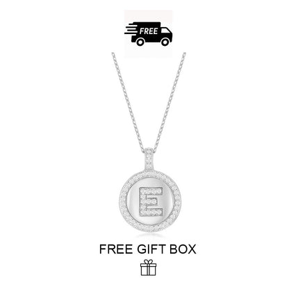 925 Sterling Silver Initial Letter Pendant With Cubic Zirconia