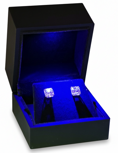 14K Gold GRA Certified D-VVS1 Asscher Moissanite Push Back Studs Earrings