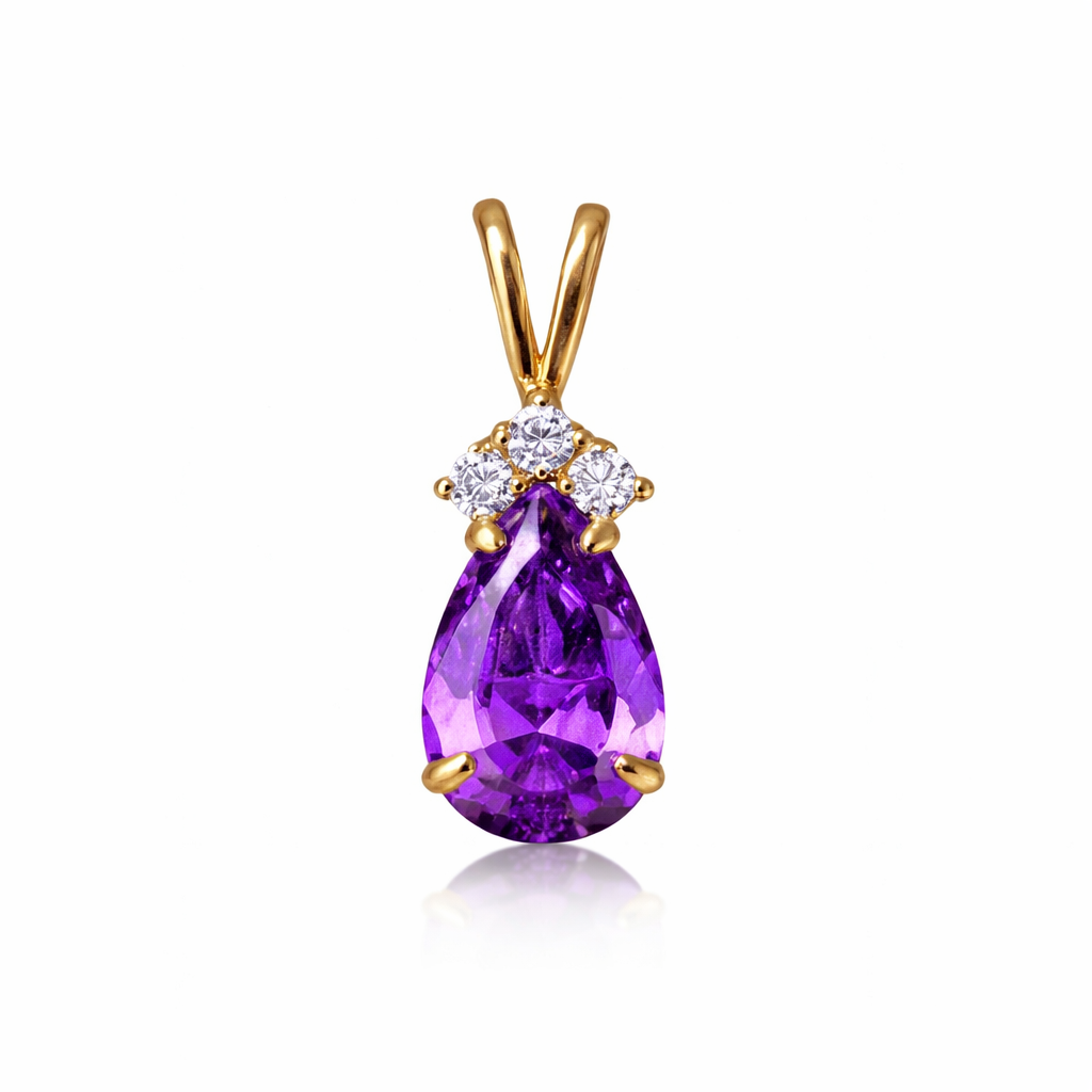 14k Yellow Gold Pear CZ Birthstone Pendant
