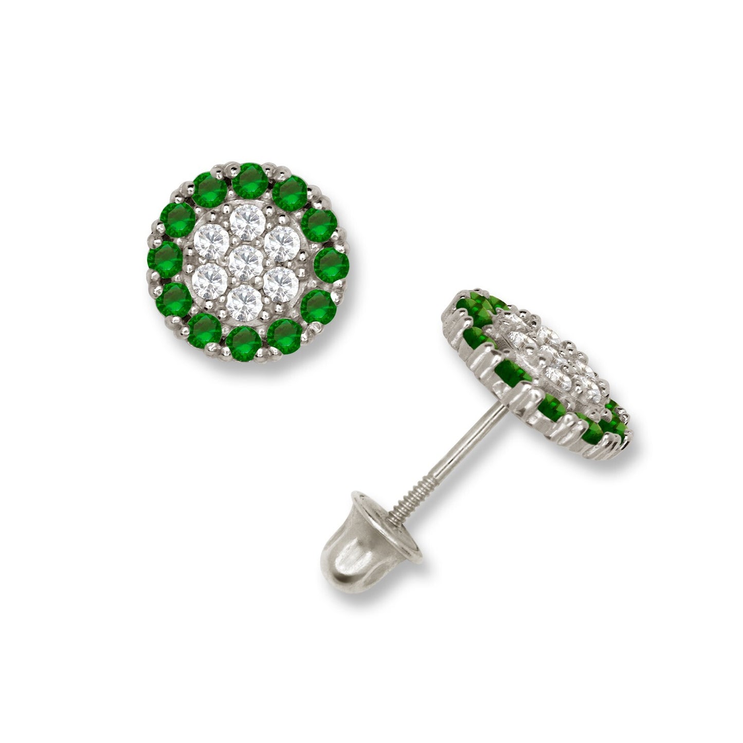 14K Yellow & White Gold Round Shaped Beautiful Stud Earrings for Women