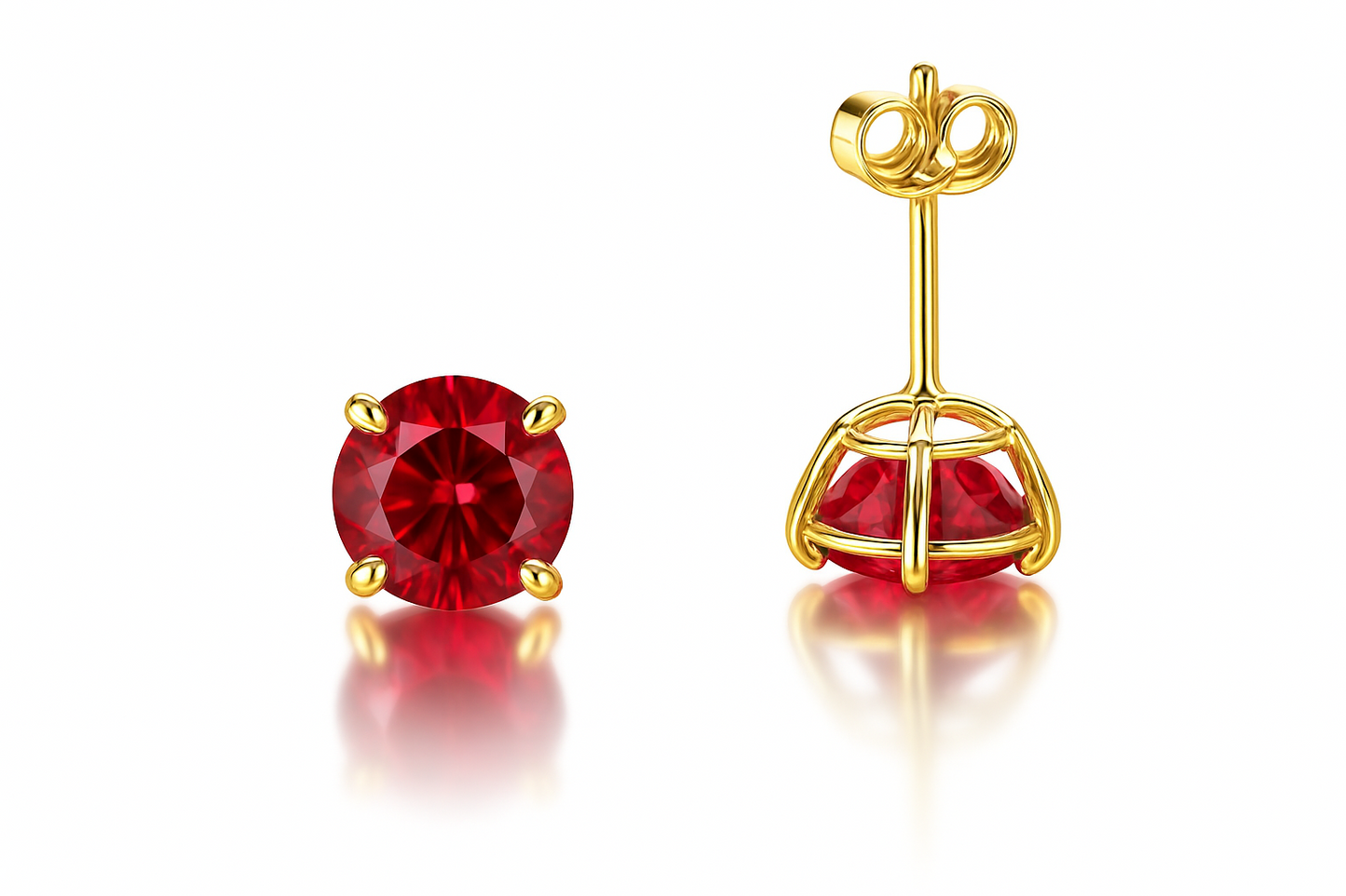 14K Yellow Gold 6mm Round Birthstone CZ Push Back Earrings for Women