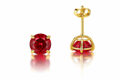 14K Yellow Gold 6mm Round Birthstone CZ Push Back Earrings for Women