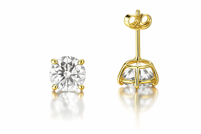 14K Yellow Gold 6mm Round Birthstone CZ Push Back Earrings for Women