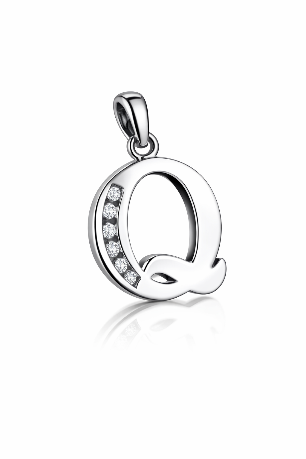 925 Sterling Silver Initial Letter CZ Pendant