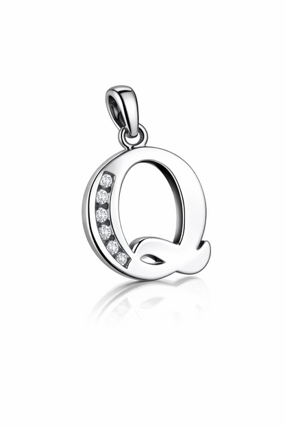 925 Sterling Silver Initial Letter CZ Pendant