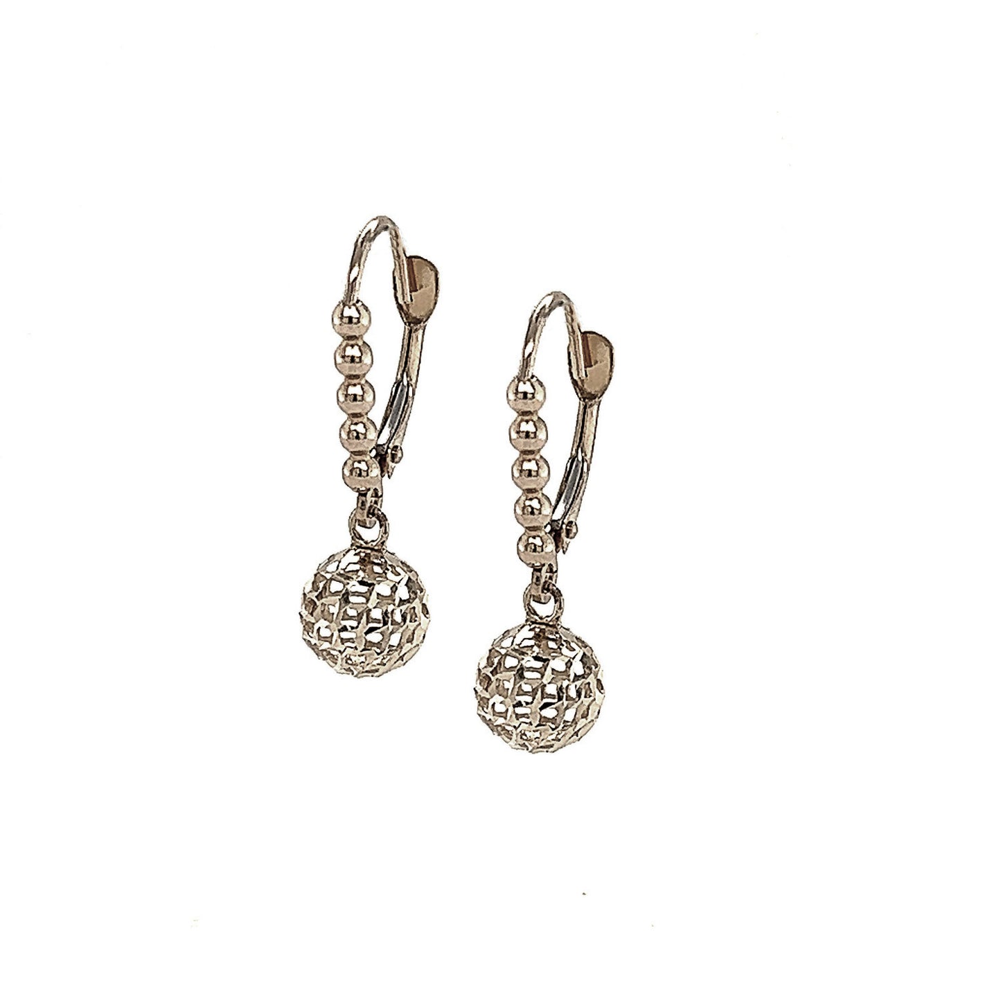 14k Yellow and White Gold Diamond Cut Leverback Earrings