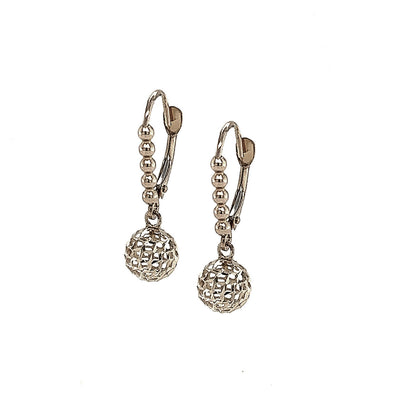 14k Yellow and White Gold Diamond Cut Leverback Earrings