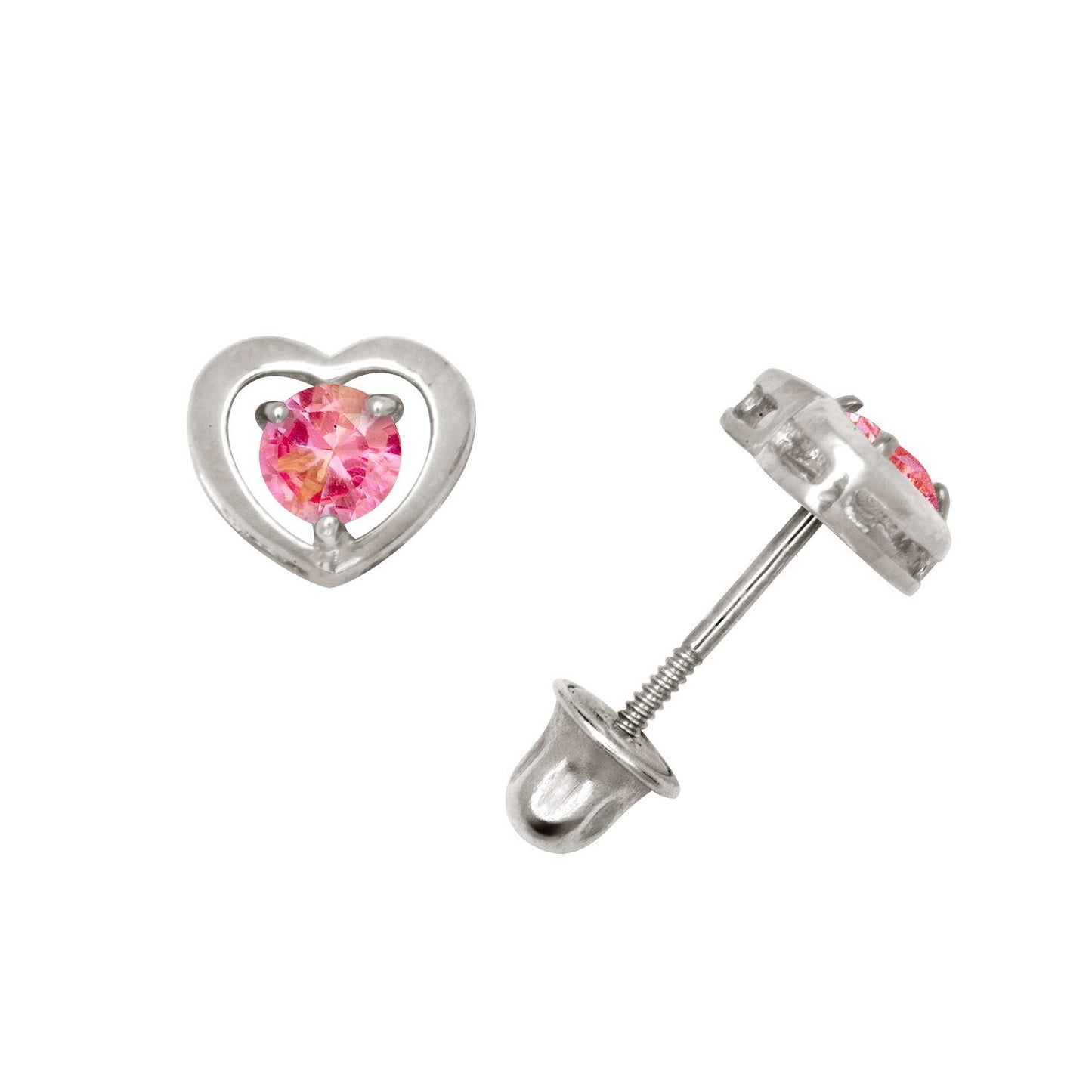14K Yellow & White Gold Elegant CZ Heart Shaped Stud Earrings for Women