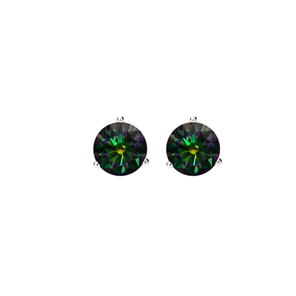 14K Gold GRA CertifiedD-VVS1 Rainbow Green Moissanite ScrewBack Stud Earrings