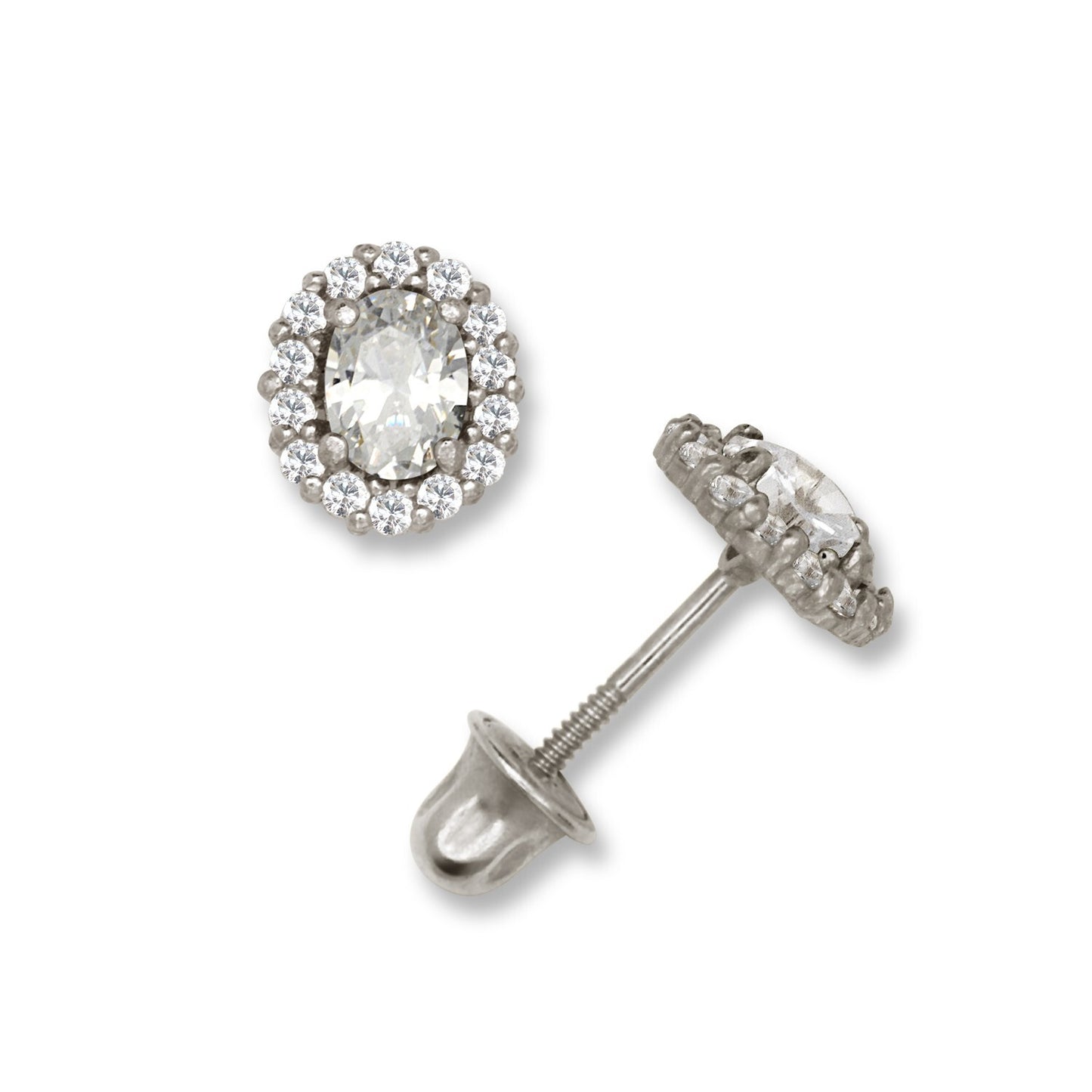14K Yellow & White Gold Oval Shaped Gorgeous Stud Earrings Women for Women