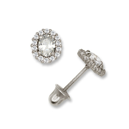 14K Yellow & White Gold Oval Shaped Gorgeous Stud Earrings Women for Women